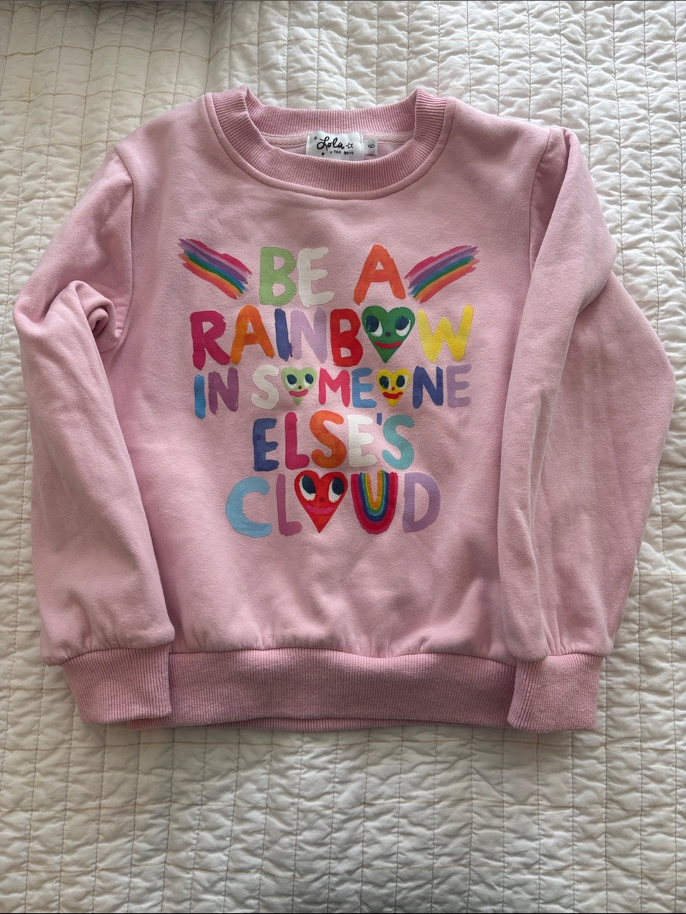 Lola + The Boys Pink 'Be A Rainbow' Graphic Crew Sweatshirt
